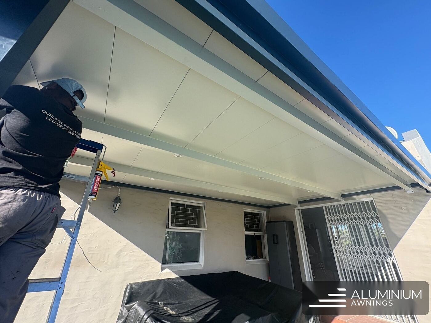 Aluminium ceiling with LED downlights built into the support beams — Edgemead, Cape Town Northern Suburbs