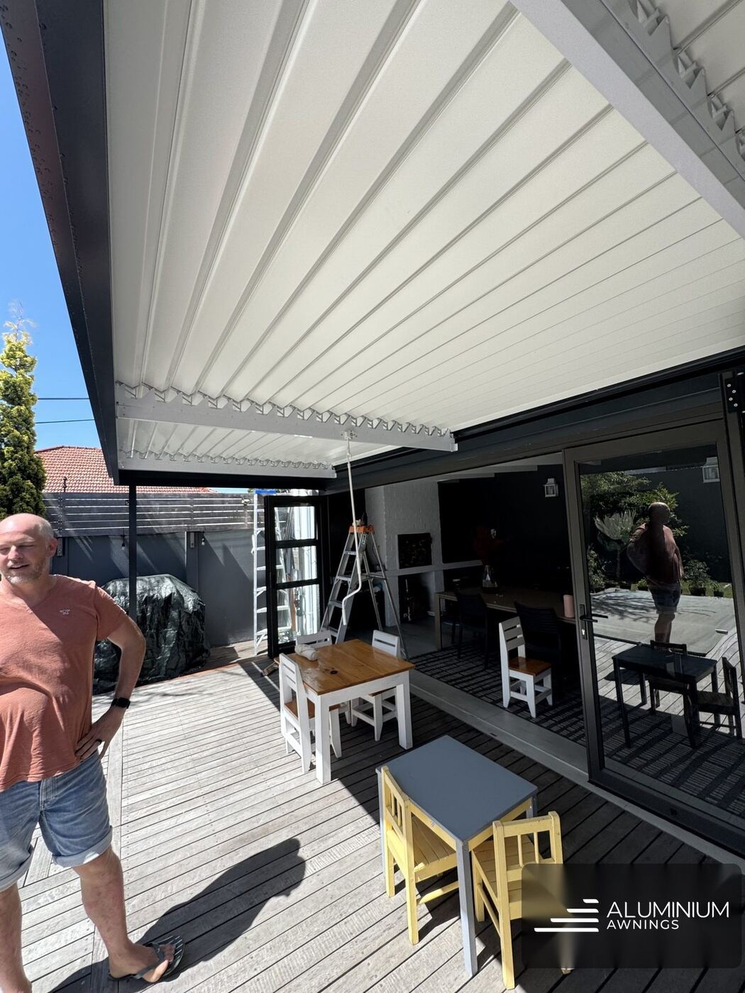 Charcoal frame white louvre roof claremont