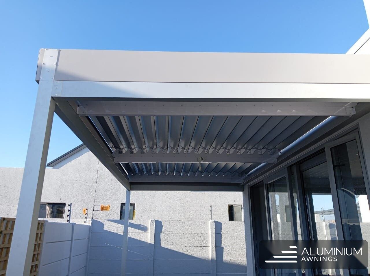 Dove grey louvre awning sandown