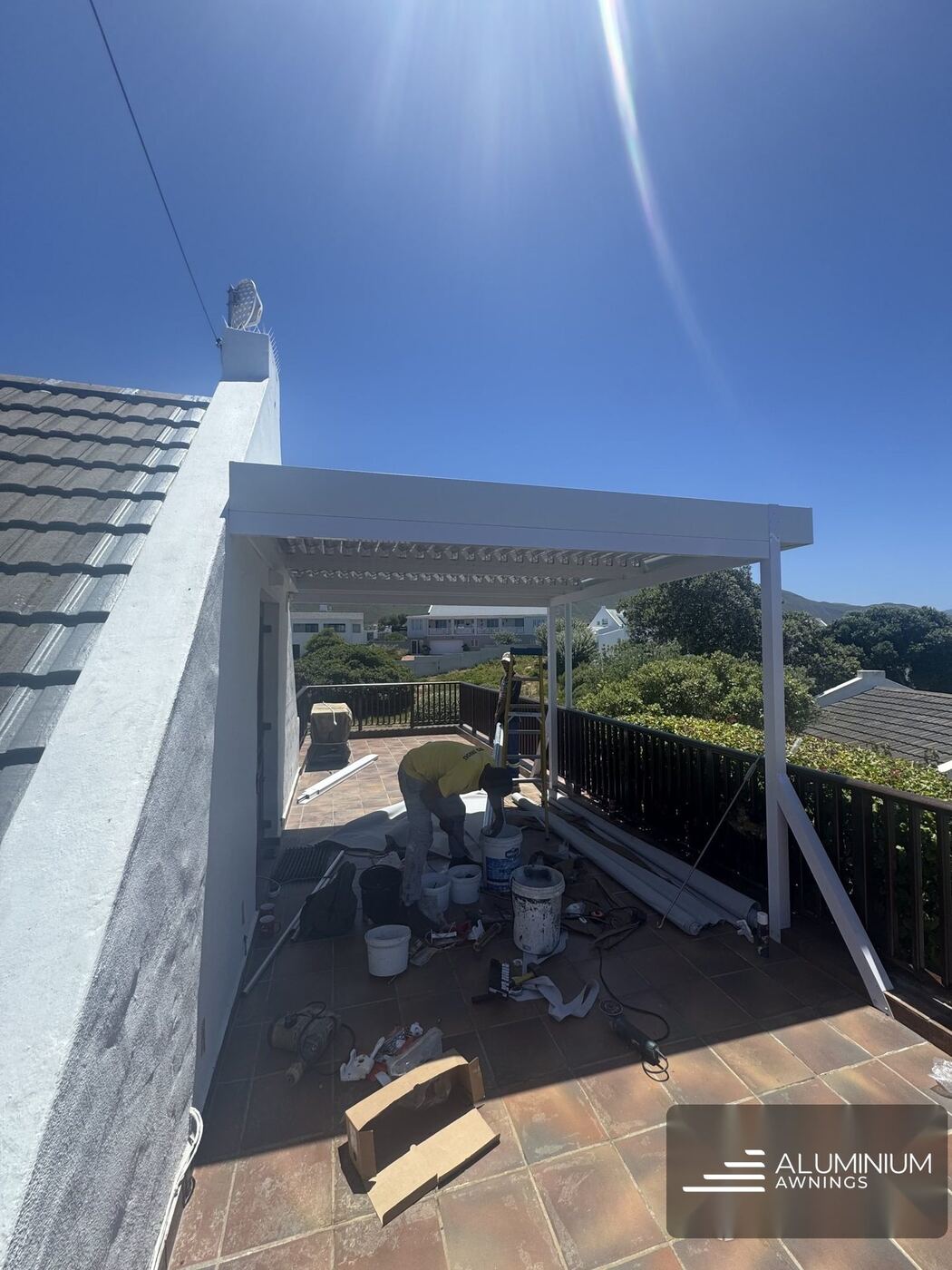 Full white motorised louvre system vermont