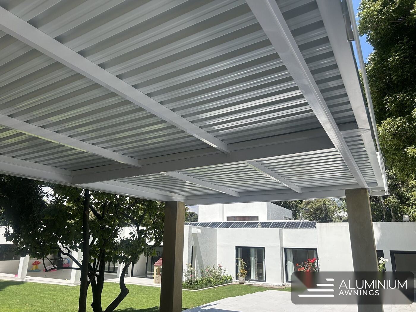 Aluminium fixed awning installation, Cape Town