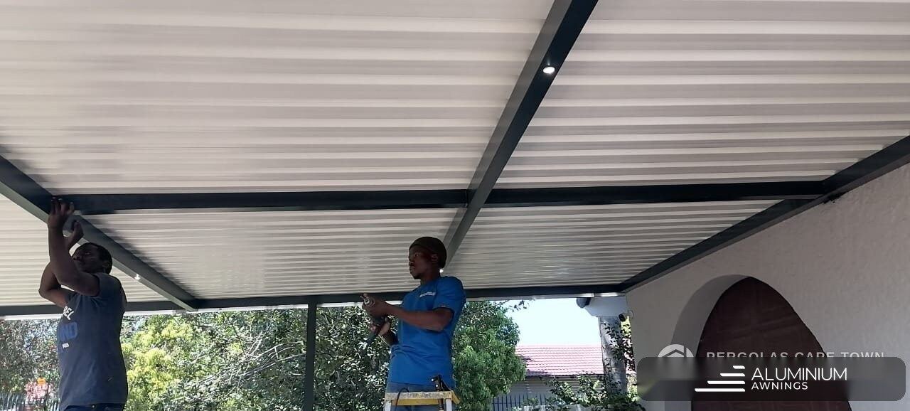 Aluminium fixed awning installation, Cape Town