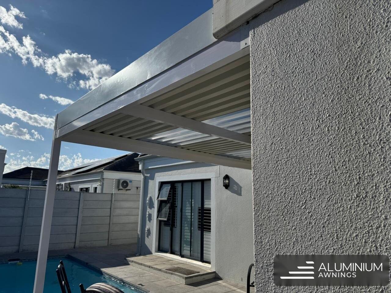 Aluminium fixed awning installation, Cape Town